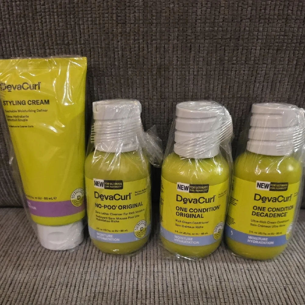 DevaCurl Hair Care Collection, 4 Piece Set In Clear Bag, Moisture Hydration, New